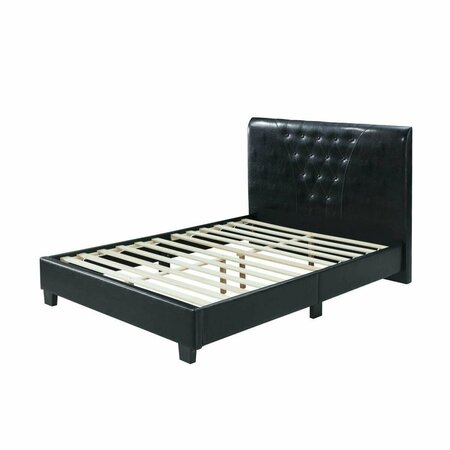 HODEDAH Full Size Platform Bed with Tufted Upholstered Headboard, Black HI698 FULL BLACK